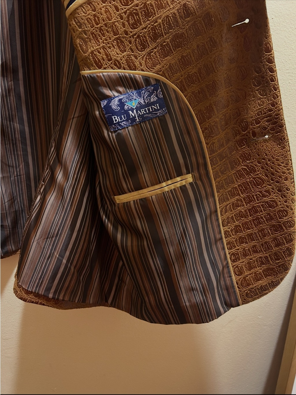 Brown Croc-Embossed Suede Blazer - Men - Picture 2 of 3